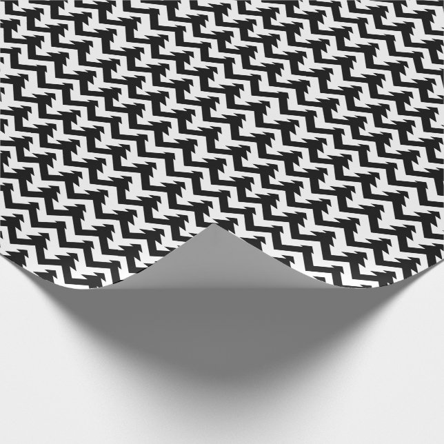Black & White Stylish, Trendy Geometric Pattern Wrapping Paper (Corner)