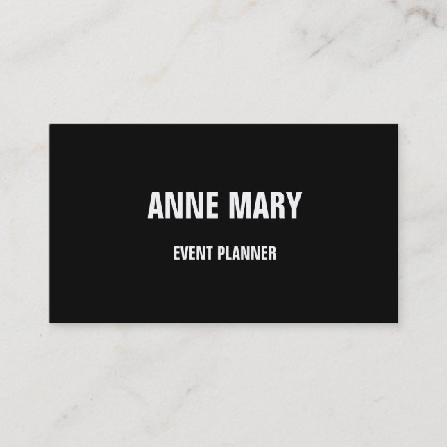 Black White Stylish Wedding Event Planner Custom Business Card (Front)