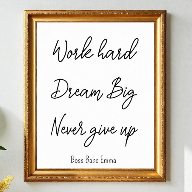 Black White Success Quote Work Hard Gym Poster (Creator Uploaded)