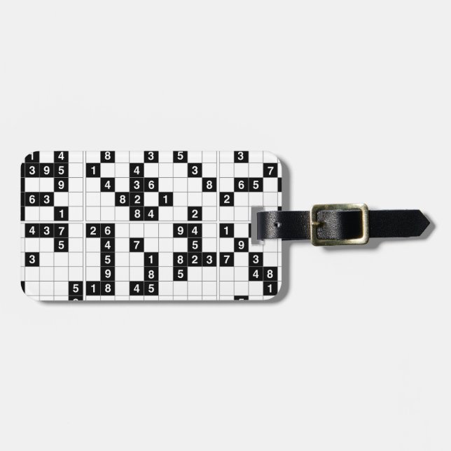 black white sudoku luggage tag (Front Horizontal)