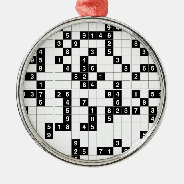 black white sudoku metal tree decoration (Front)