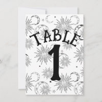 Black & White Sun Moon Stars Table Number