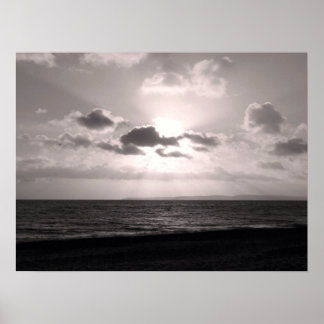 Black & White Sunbeams Poster