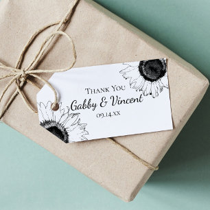 Black White Sunflowers Wedding Thank You Favour Ta Gift Tags