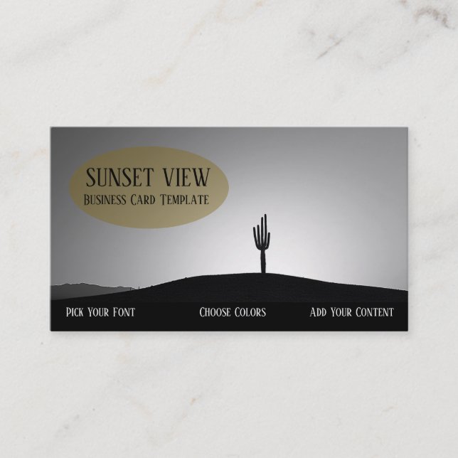 Black White Sunset Landscape Business Card (Front)