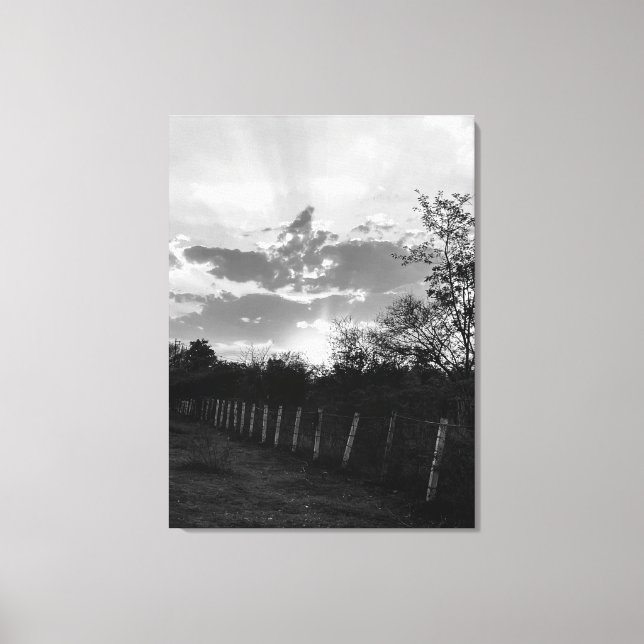 Black & White Sunset Photo Print Canvas Wall Decor (Front)