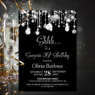 Black White Surprise 95th Birthday Party Invitation