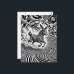Black White Surreal Fantasy Rabbit Horse Critter Postcard<br><div class="desc">A whimsical scene of a cute op art black and white rabbit horse fantasy critter AI generated art</div>