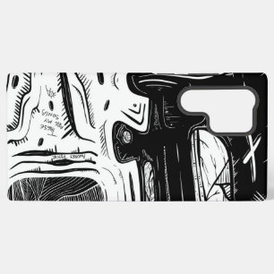 Black White Surreal Linework Galaxy S22 Ultra Samsung Galaxy Case