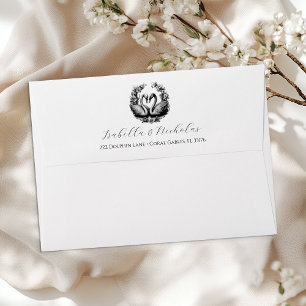 Black & White Swan Return Address Envelope