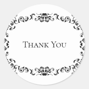 Black & White Swirl Gothic Wedding Classic Round Sticker