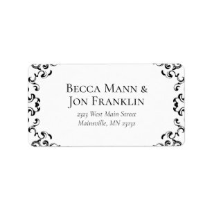 Black & White Swirl Gothic Wedding Label