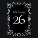 Black & White Swirl Gothic Wedding Table Number<br><div class="desc">Our beautiful swirl design lends a modern element to this purple and black gothic wedding collection.  Perfect for a dark themed wedding or Halloween affair.</div>