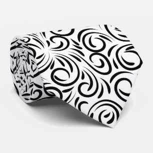 black white swirl pattern  tie