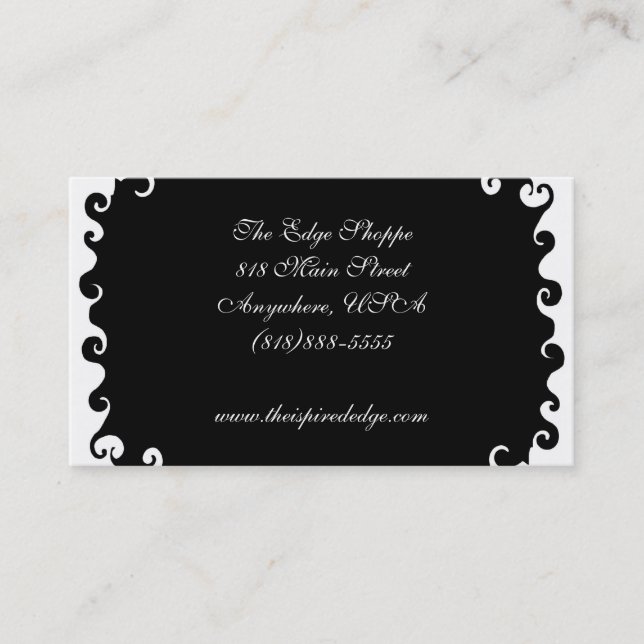 Black & White Swirls Business Card (Front)