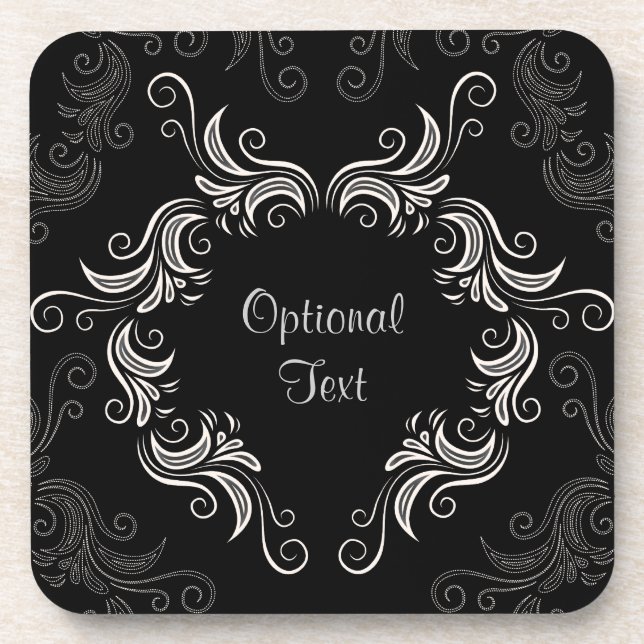 Black & White Swirls Coaster (Front)