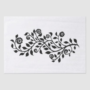 Black & White Swirly Floral Ornament Nice Simple Tissue Paper