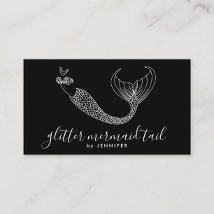 Black White Tail Mermaid Business Card