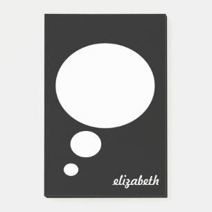 Black & White Talk Bubble Personalised Name Post-it Notes