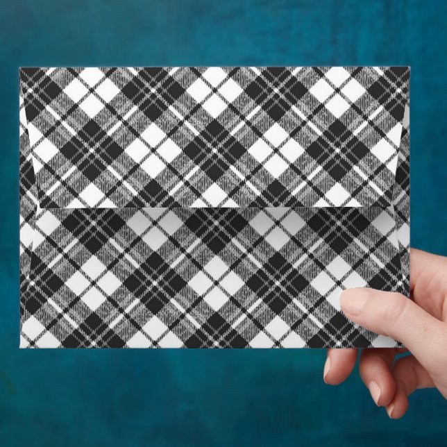 Black white tartan plaid winter Christmas pattern Envelope (Hand)