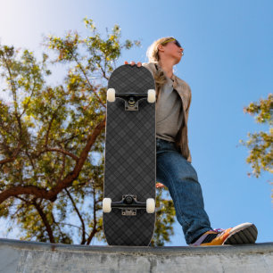 Black white tartan plaid winter Christmas pattern Skateboard