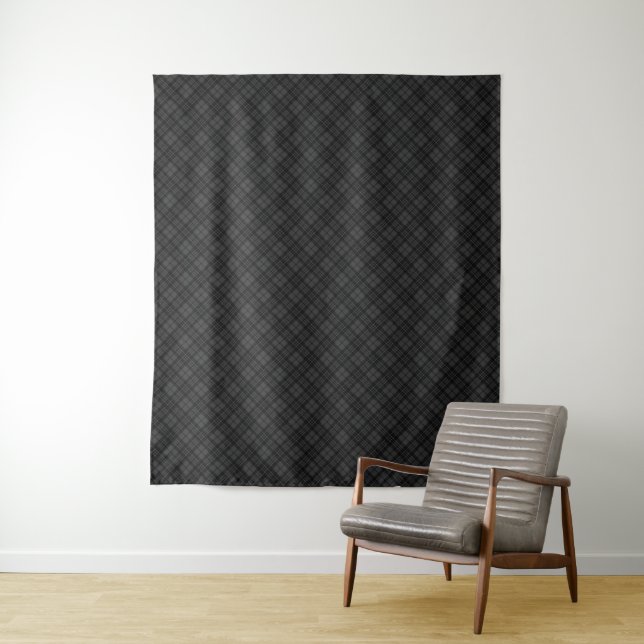 Black white tartan plaid winter Christmas pattern Tapestry (In Situ)