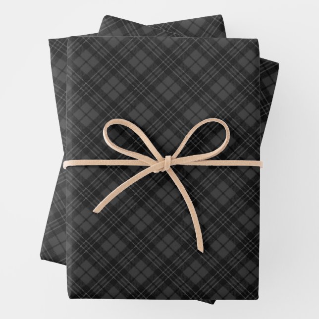 Black white tartan plaid winter Christmas pattern Wrapping Paper Sheet (In situ)