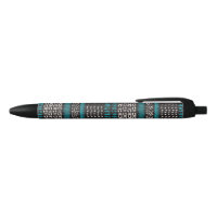 Black White Teal Dots Spots Zigzags Pattern