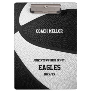 black white team colours basketball coach name clipboard