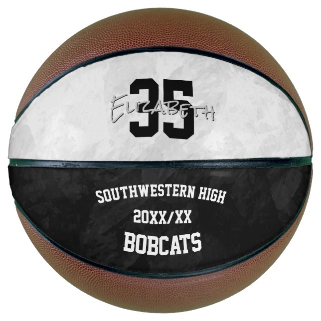 Black white team colours sports season keepsake  basketball (Front)