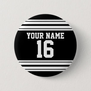 Black White Team Jersey Custom Number Name 6 Cm Round Badge
