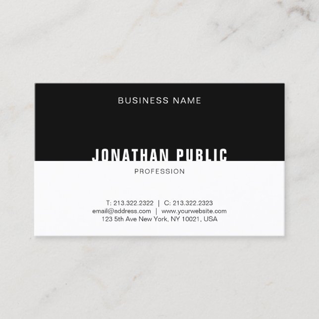 Black White Template Professional Elegant Modern Business Card (Front)