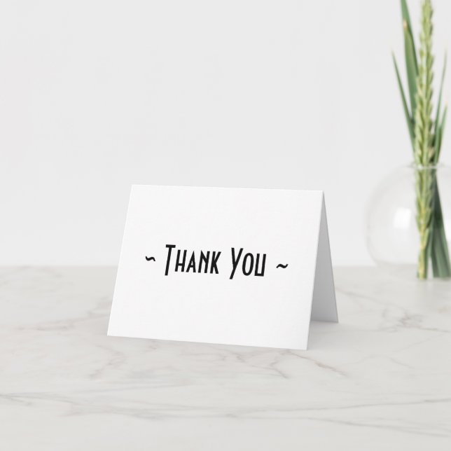 Black & White Text-Based Folded Thank You Card (Front)