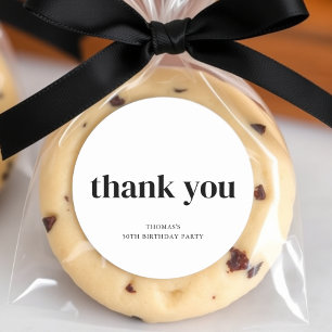 Black & White Thank You Birthday Favor Classic Round Sticker