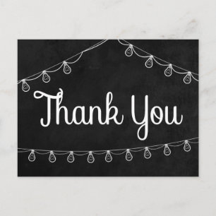 Black & White Thank You Chalkboard String Lights Postcard