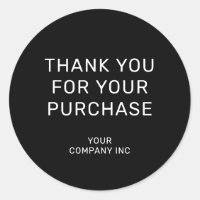 Black & White Thank You for Your Purchase Sticker