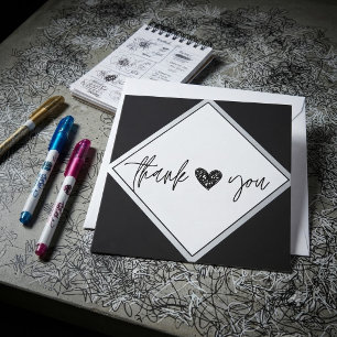 Black & White Thank You Heart Card