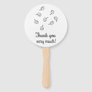 Black & White Thank You Leaves Wedding Party Leaf Hand Fan