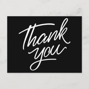 Black White Thank You Wedding Bridal Shower Party Postcard