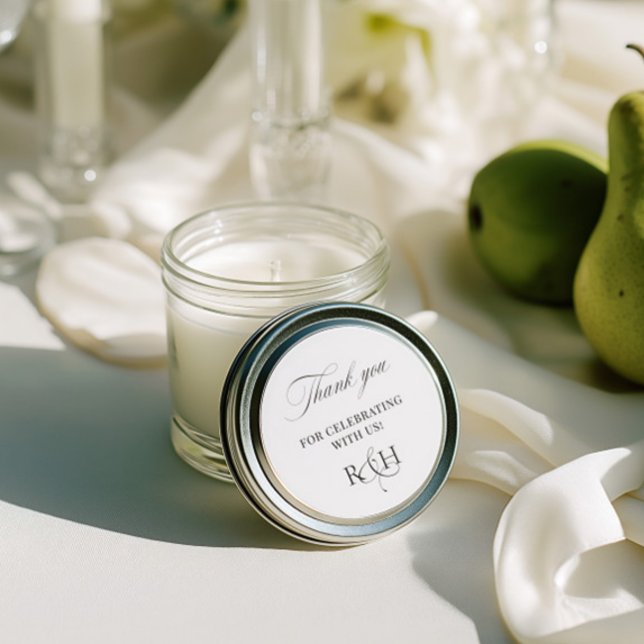 Black & White Thank You Wedding Favor Sticker (Black & White Thank You Wedding Favor Sticker)