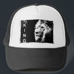 Black White The King Modern Elegant Pop Art Lion Trucker Hat<br><div class="desc">Black White The King Modern Elegant Pop Art Lion Head Template Baseball Trucker Hat.</div>