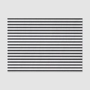 Black White Thin Horizontal Stripe Formal Tissue Paper