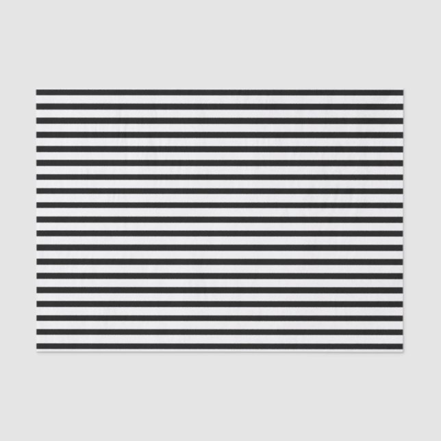 Black White Thin Horizontal Stripe Formal Tissue Paper (Front)