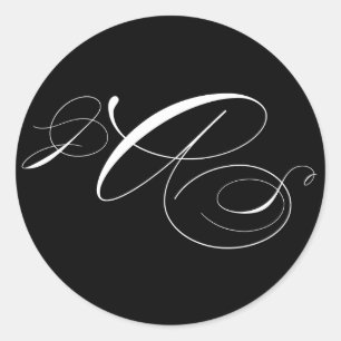 Black White Three Initial Monogram Envelope Seal