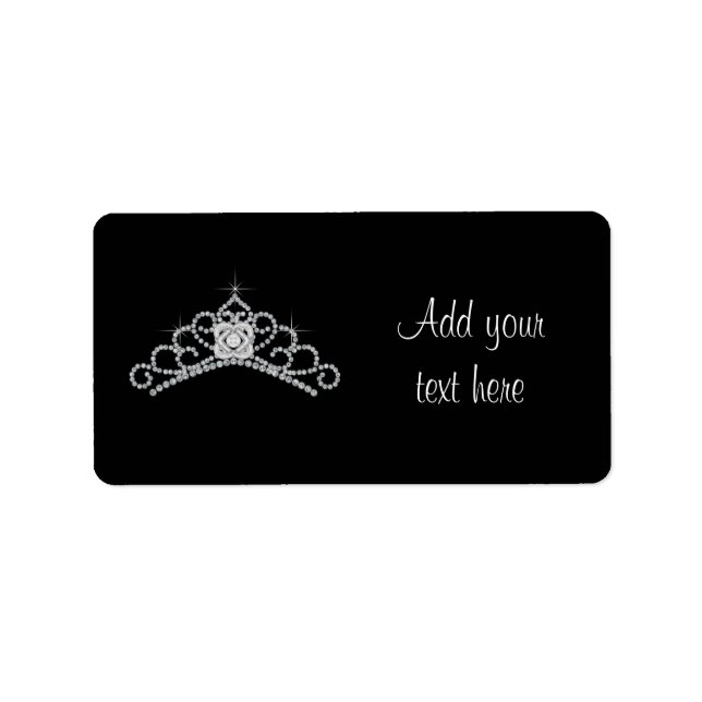 Black White Tiara Address Labels (Front)