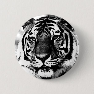 Black & White Tiger 6 Cm Round Badge