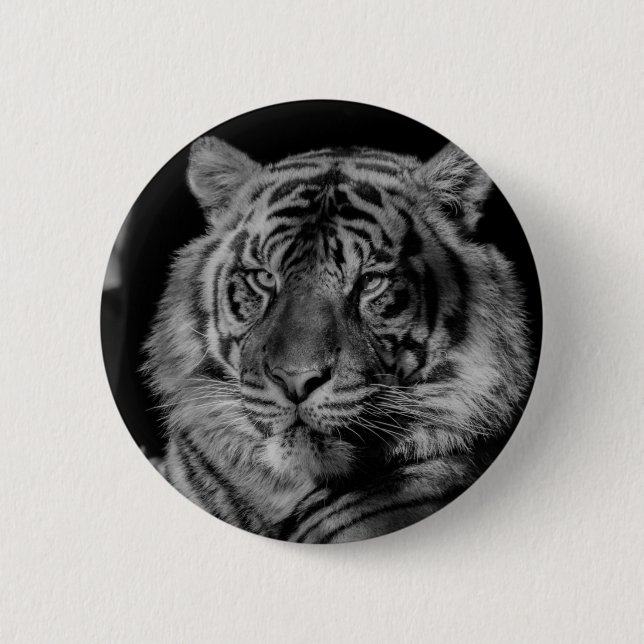 Black & White Tiger 6 Cm Round Badge (Front)