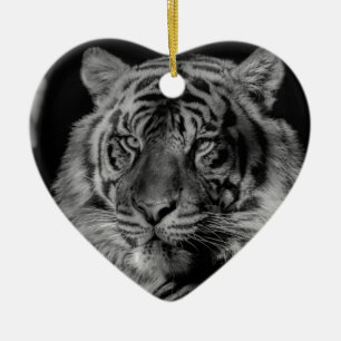Black & White Tiger Ceramic Tree Decoration