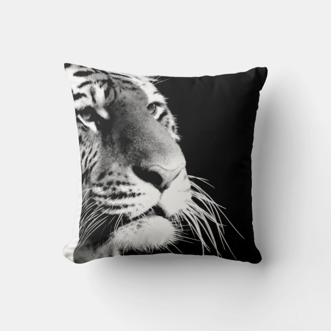 Black & White Tiger Eyes Wild Animals Cushion (Front)