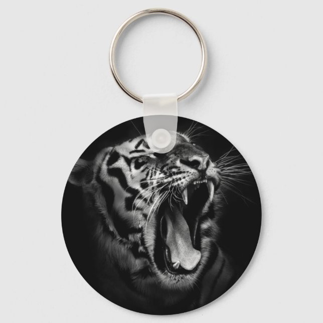 Black & White Tiger Inspirational Key Ring (Front)